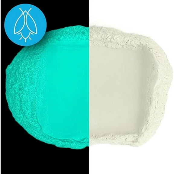 Glow in The Dark Pigment Powder - Neutral and Fluorescent Color for Art Painting, Fine Art, Nail Art Paint, and DIY Crafts - Non-Toxic, Long Lasting 10+ Color Options - Neutral Aqua - (30 Grams)