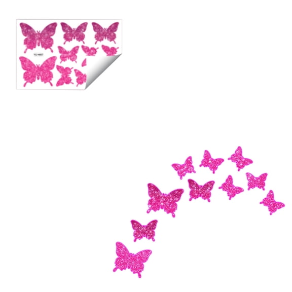 Glow In The Dark Pink Butterfly Stickers Self Adhesive Door Window Wall Decor Sparkling Glitter Decal For Bedroom Living Room Shop 1.97 To 3.94 Inches Size
