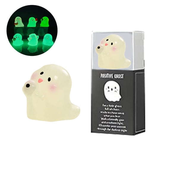 Mystery Glow-in-The-Dark Ghost Blind Box, Mini Luminous Ghost Doll Playsets, Random Resin Ghosts Halloween Decoration, Cute Blind Box Toys for Desk, Shelf Decor