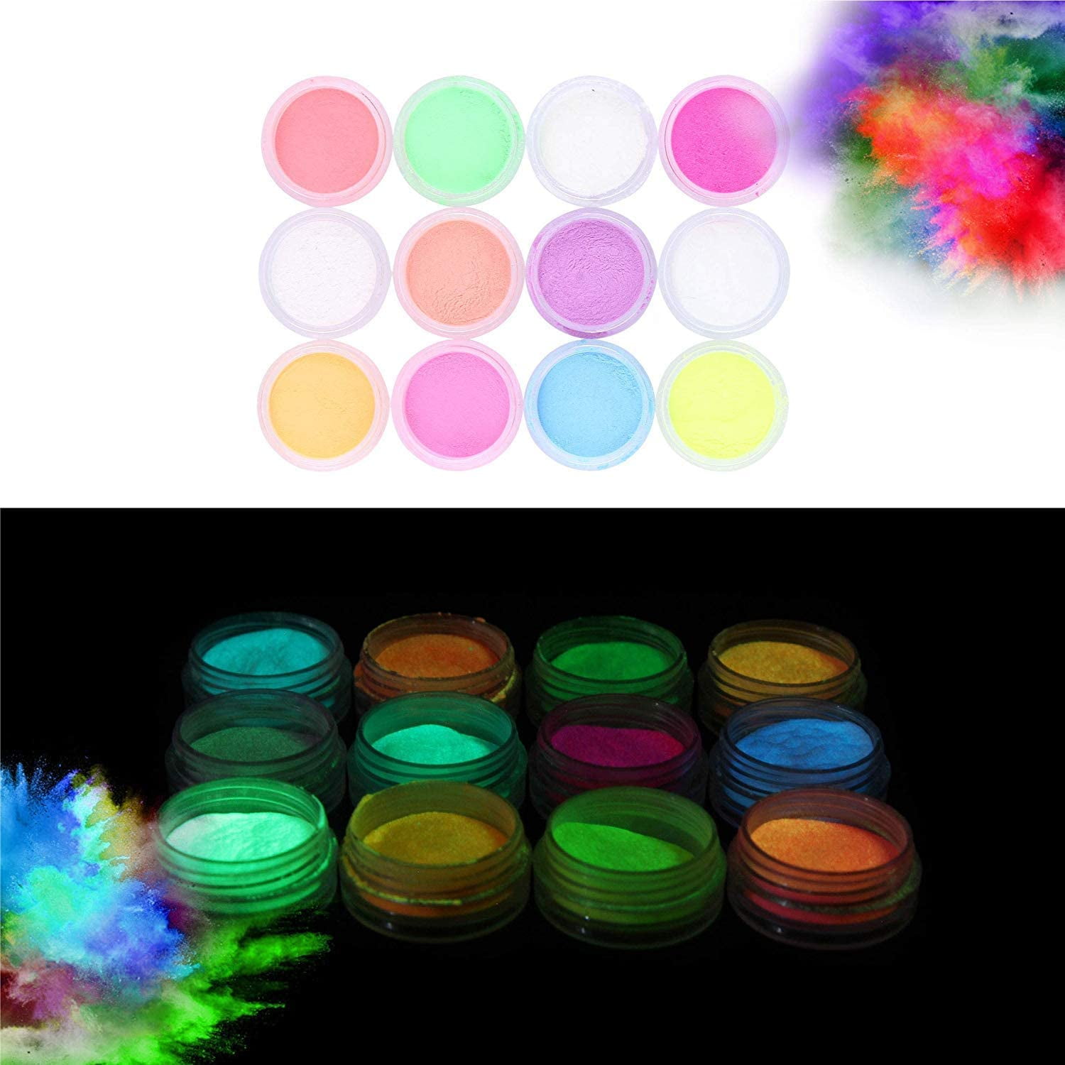 12 Color Glow In The Dark Pigment Powder Epoxy Resin Luminous Mica Powders  Fluorescent Dye for Slime Skin Safe Self Glowing Dye - AliExpress