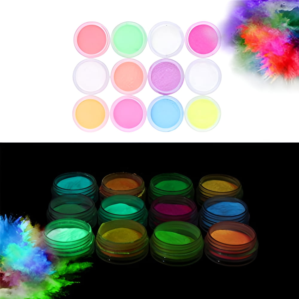 LOLO CRAFTS Glow in the Dark Powder (Pack of 24) Luminous Pigment Powder Fluorescent UV Neon Color Changing luminescent Phosphorescent Thermochromic Dye Dust Glo for Slime Nails Resin Acrylic Paint Ink