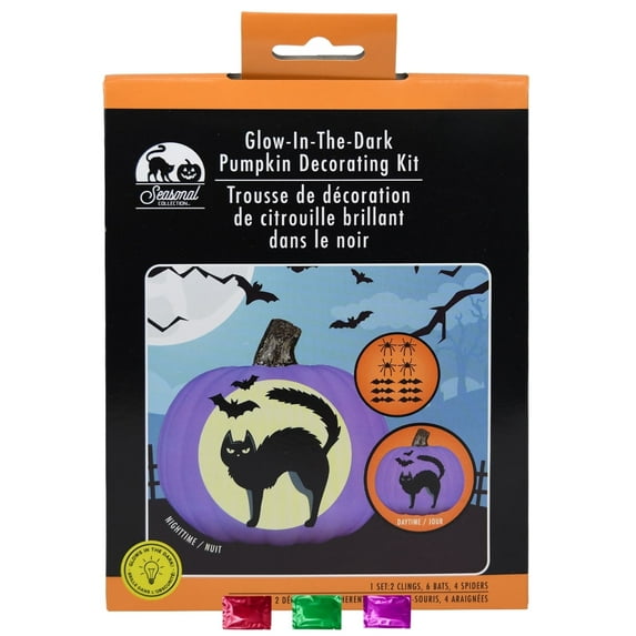 Glow in the Dark Purple Pumpkin Decorating Kit for Halloween Party, Spooky Table Decor Garden Patio, Haunted House Decoration 1 Pack with Snoep in Beperkte Oplage