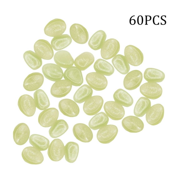 Glow in The Dark Rocks, 60pcs Multicolor Garden Pebbles Stone Luminous Fish Tank Aquariums Rocks, Decorations for Walkways, Gardens, Houseplants Powered by Light and Solar, Beige