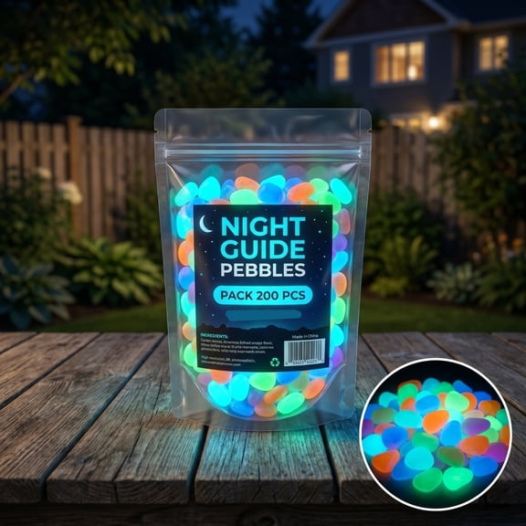 Glow in the Dark Rocks Outdoor 1000pcs Luminous Garden Pebbles for Walkways Pathways UV-Charged Night-Glowing Landscape Stones Natural-Look Artificial River Rocks for Outdoor Decor Gardens Yards