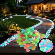 Glow in The Dark Rocks Outdoor, 500 pcs Solar Rocks for Landscaping, Outdoor Decor Glow in The Dark Stones, Glowing Pebbles for Garden Backyard Patio Lawn Pond Fish Tank Aquarium Decor
