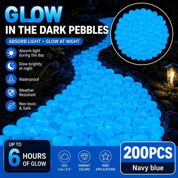 Glow in The Dark Rocks Outdoor, Blue Solar Rocks for Landscaping, Outdoor Decor, Glowing Pebbles for Garden Backyard Patio Lawn Pond Fish Tank Aquarium Decor, Decorations For Walkways