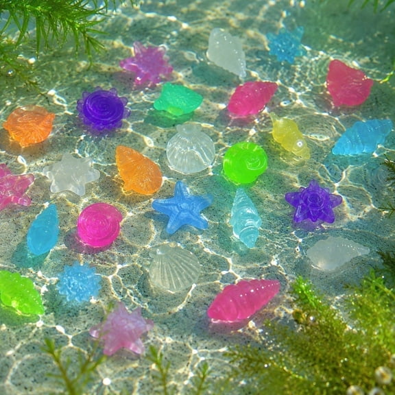 Glow in The Dark Sea Star Aquarium Decor - DIY Luminous Pebbles & Glow Rocks for Fish Tank Decor, Artificial Starfish Landscaping Stone for Aquascape & Terrarium