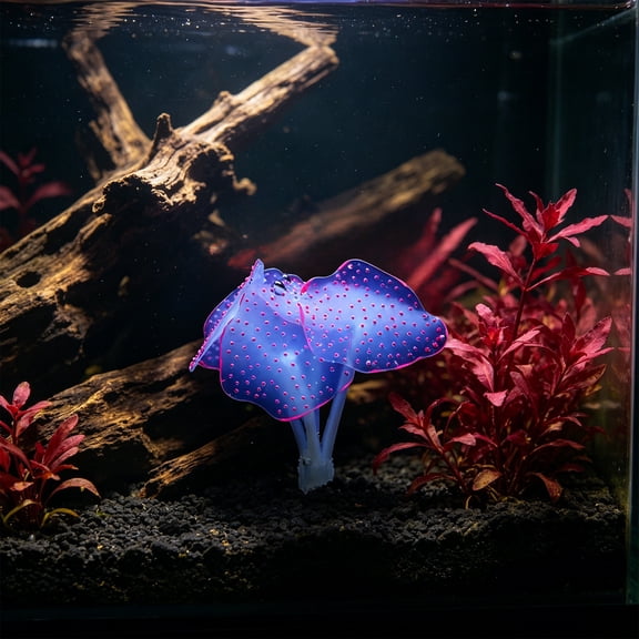Glow In Dark Silicone Sea Anemone Aquarium Ornament, Soft Biomimetic Tentacle Fish Tank Decor, Luminous Water Landscape Decoration, for Freshwater Saltwater Betta Shrimp Turtle Tanks