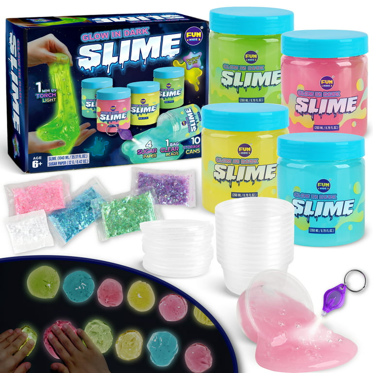 Glow in The Dark Slime Kit for Girls 10-12 - Glow in The Dark Party Favors Slime  Kit for Girls Ages 8-12 Slime Set Glitter Slime Kit for Boys Ages 8-12 Kids