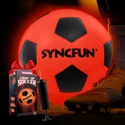 SYNCFUN Glow in The Dark Soccer Ball Light Up LED Soccer Ball Gifts for Teen Boy Birthday Outdoor Games for Evening Play Toys for Kids Boys Ages 3 Old and up, Official Size 5
