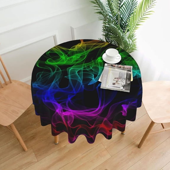 Glow in Dark Splatter Neon Pattern Tablecloths Round Table Cloth Circular Table Cover 60 Inches Polyester Fabric Tabletop Holiday Decor for Dining Picnic Party