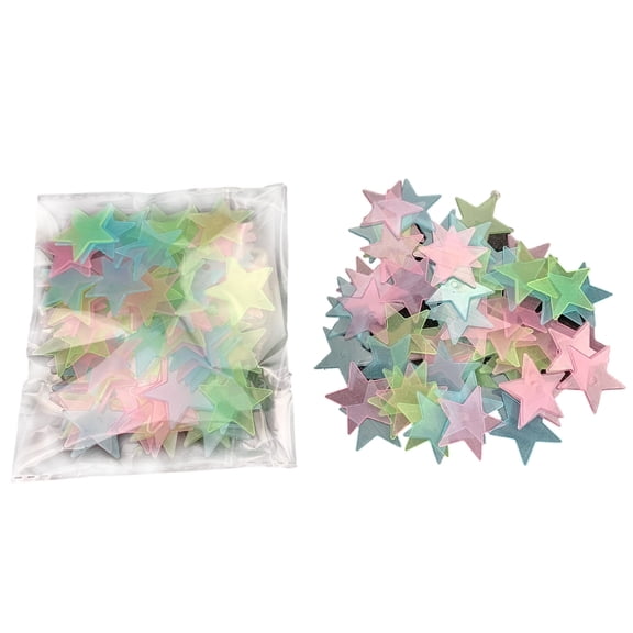 Glow In The Dark Star Stickers,Stars For Ceiling,100 Pcs Star Night Sticker,Bright And Lasting,Fantastic Wall Stickers For Bedroom.(1.2 Inch) Multicolor