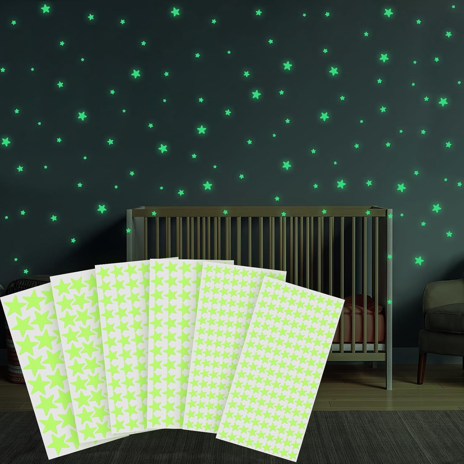 Glow in The Dark Stars Stickers for Ceiling, 514Pcs 3D Room Wall Decor ...