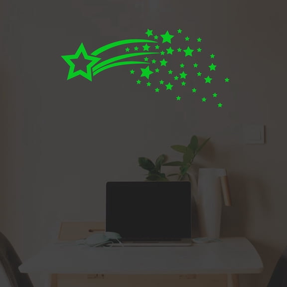 Glow in The Dark Stars Wall Stickers,Modern Fluorescent Star Decals for Bedroom Ceiling,DIY Galaxy Mural Art,Removable Home Room Decor,Self-Adhesive,Green,1PC