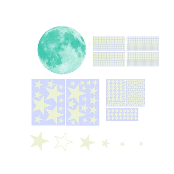 Glow in the Dark Stickers Moon Stars Decals for Window Wall Decor Night Light Effects Self Adhesive Removable Decorative Clings for Bedroom Kitchen Living Space Holiday Festive Atmosphere