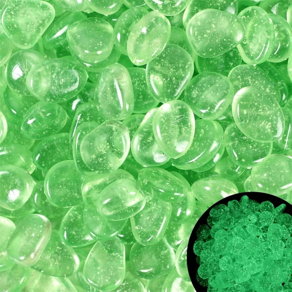 Glow in The Dark Stones Tutuviw 100 Pcs Glow Stones Decorativ, Aquarium Sparkling Rocks Glow Pebbles,Green Luminous Stones for Fish Tank Lawn Yard Garden Walkway Plant Pots