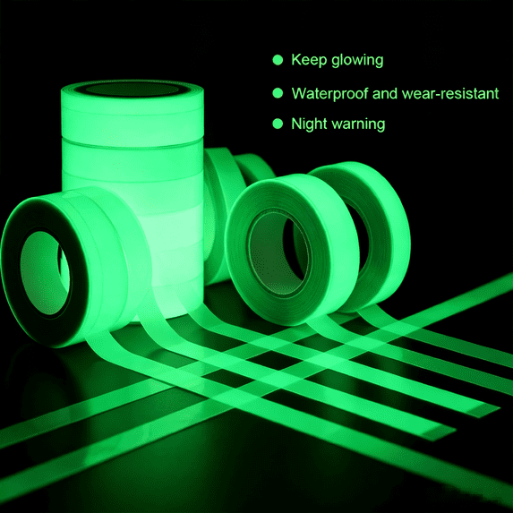 Glow in The Dark Tape - Glow Stickers, Long-Lasting Bright Fluorescent Tape, Waterproof Luminous Tape with Strong Adhesive for Stage, Stair, Indoor & Outdoor Night Decor