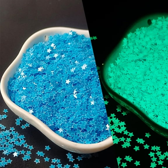 Glow in The Dark Tiny Stars Glitter,3mm Flakes Luminous Sequins Holographic for Nail Art,Slime Supplies,Resin Craft,Holidays Party,Home Decoration - 0.35oz (Blue)