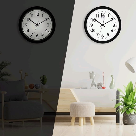 Glow in The Dark Wall Clock for Bedroom, 13 Inch Night Light Wall Clocks Battery Operated Silent Non Ticking Wall Clock with Night Light, Modern Wall Clocks for Living Room, Easy to Read