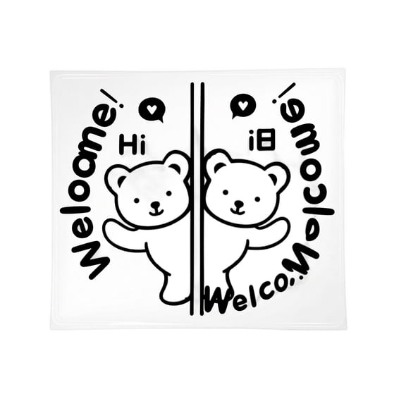 Glow In The Dark Welcome Bear Door Wall Decal, Removable Double Hello Bear Vinyl Sticker, Luminous Self-Adhesive Mural for Closet Cabinet Front Door Home Decor,7.87*6.69 in.