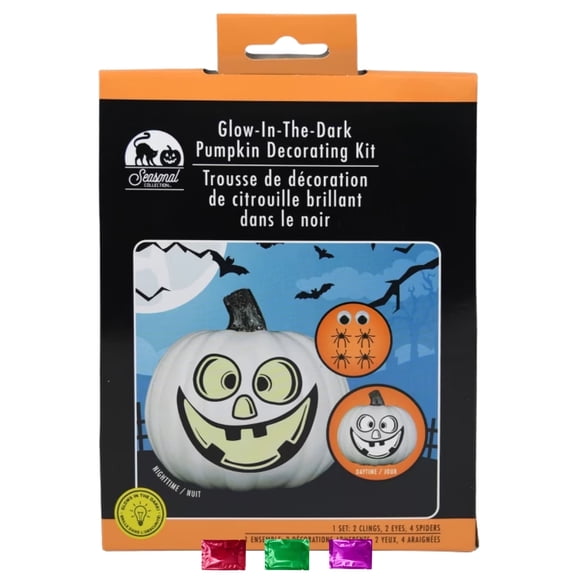 Glow in the Dark White Pumpkin Decorating Kit for Halloween 1 Pack, No Carving Needed, Easy DIY Pumpkin Decoration for Party Patio Garden with Snoep in Beperkte Oplage