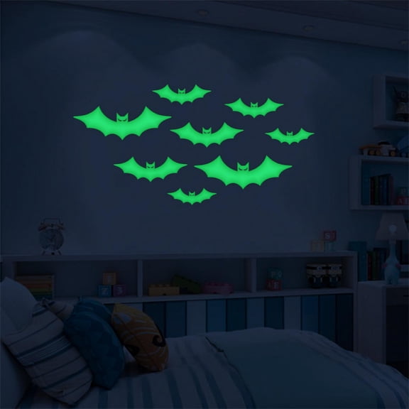 Glow in The Dark Window Decal Stickers Kit, Luminous Fluorescent Sticker Spooky Pumpkin Spider Bat Scary Ghost Skeleton Skull Decal for Home Wall Decor Party Supplies