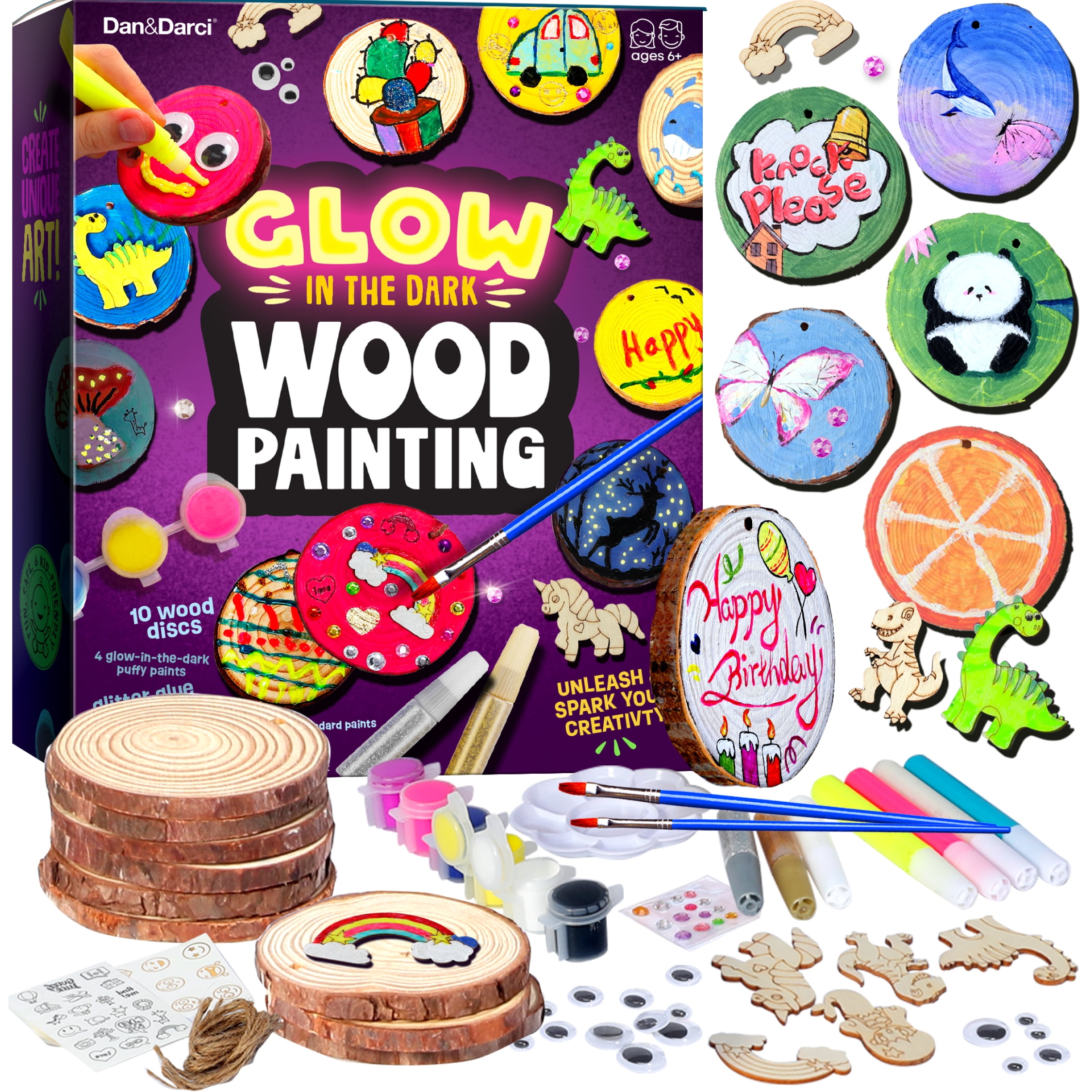Glow in the Dark Wood Painting Craft Kit for Kids - Arts and Crafts for ...