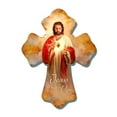 thumbnail image 1 of Glow Decor 8" Brown and Red Sacred Heart Biblical Quoted Wall Cross, 1 of 4