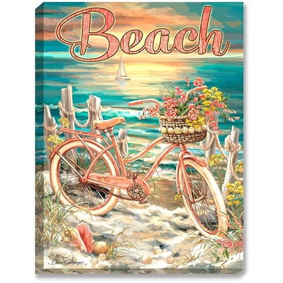 Glow Decor 18 x 24 LED Backlit Prints with Remote All Batteries Included. (Beach Cruiser)