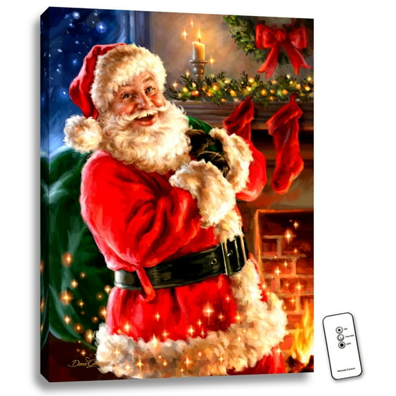 Glow Decor 24" x 18" Red and Green Santa Claus Back-lit Wall Art with Remote Control