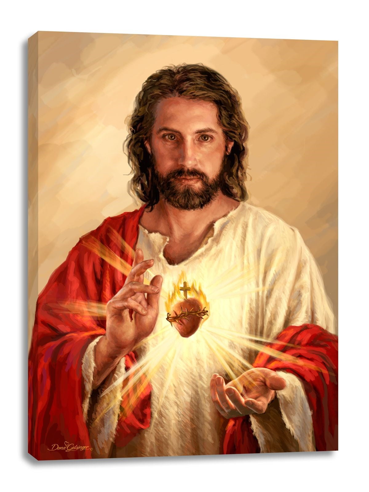 Glow Decor 256963 10 x 14 in. Frameless Canvas - Sacred Heart of Jesus