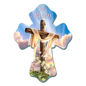 'He is Risen' Reserection Easter Wall Cross - 8"