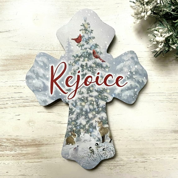 Glow Decor 265121 6 x 8 in. Wall Cross - Rejoice with Glitter