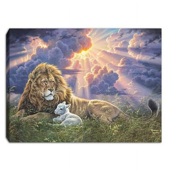 Glow Decor 299623 Perfect Peace & Lion & The Lamb LED Tabletop with Timer Mini Canvas - 8 x 6 in.
