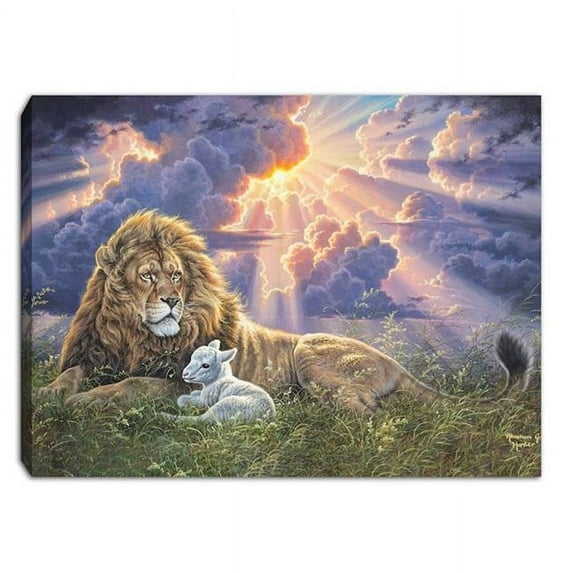 Glow Decor 299623 Perfect Peace & Lion & The Lamb LED Tabletop with Timer Mini Canvas - 8 x 6 in.