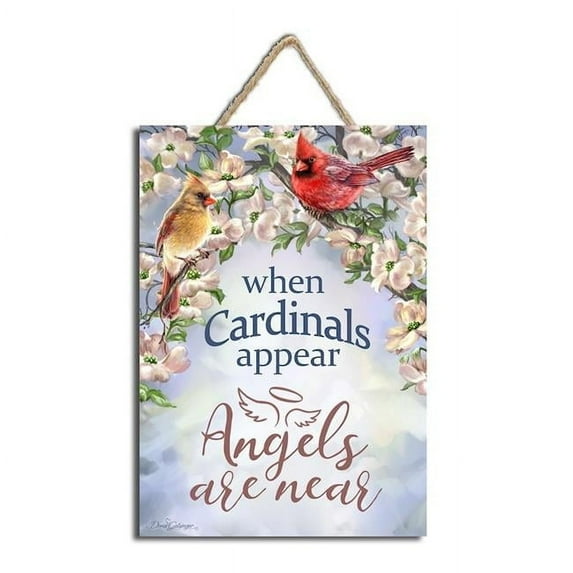 Glow Decor 299640 7 x 10 in. Cardinals Appear Sign with Rope Hanger