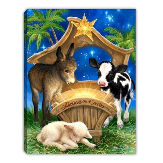 Glow Decor 303817 8 x 6 in. Born in A Manger Mini Canvas LED Tabletop with Timer