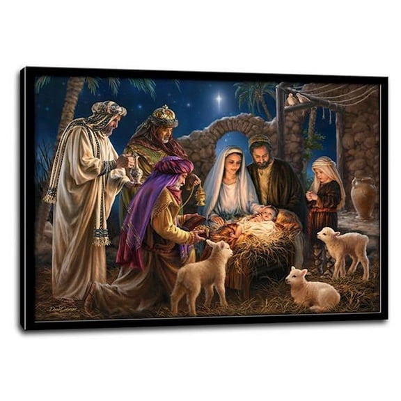 Glow Decor 303819 14 x 20 in. he Nativity Framed Lighted Canvas with Timer