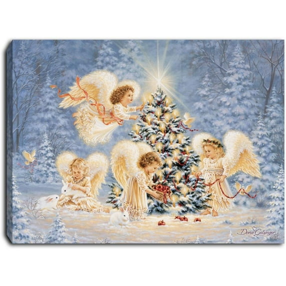 8" Ivory and White Silent Night Gentle Light LED Canvas Christmas Tabletop Decor