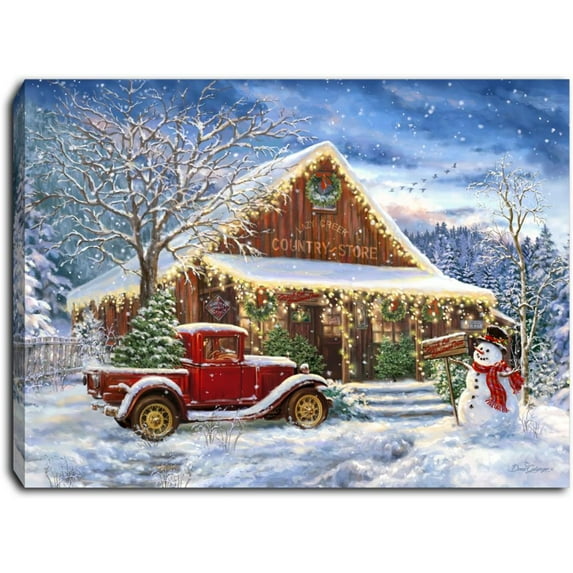 8" Red and Brown Country Store Lighted Canvas Tabletop Decor