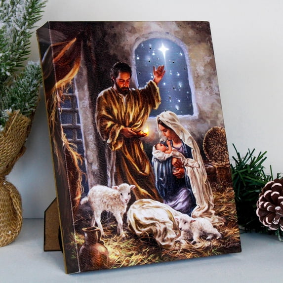 Crafted Creations LED Lighted The King is Born Christmas Canvas Art - 6" x 8"