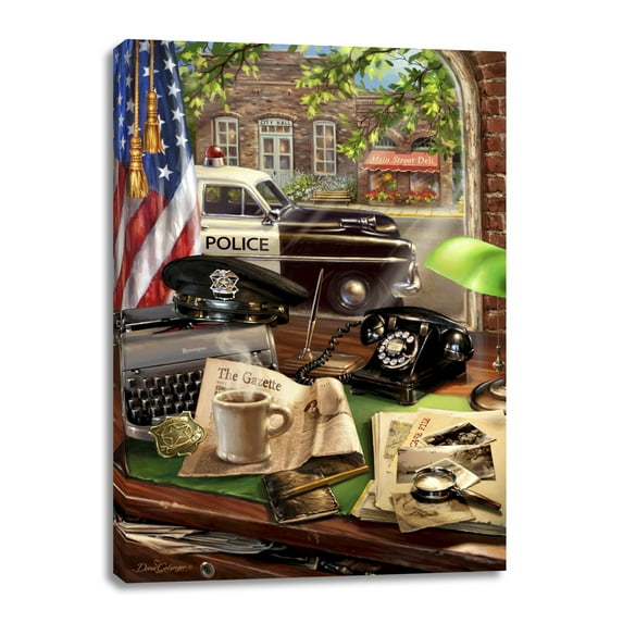 Glow Decor Black and White Law Enforcement Canvas Rectangular Wall Art Decor 10" x 14"