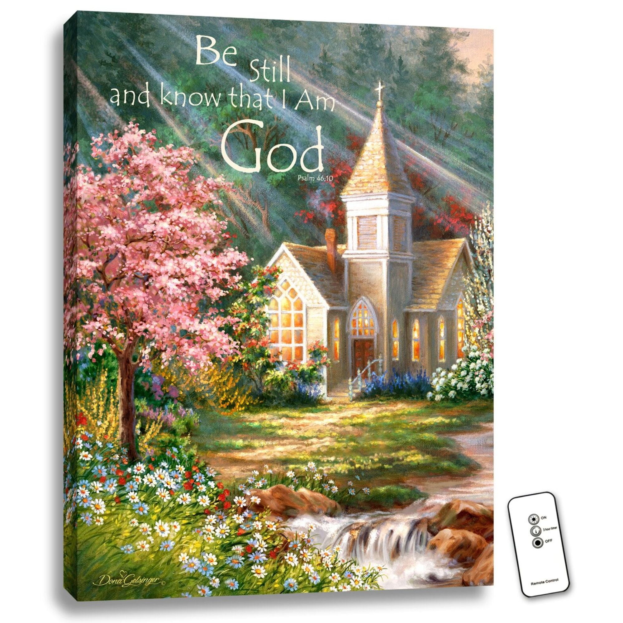 Green and Cream LED Backlit Chapel Wall Art with Remote Control