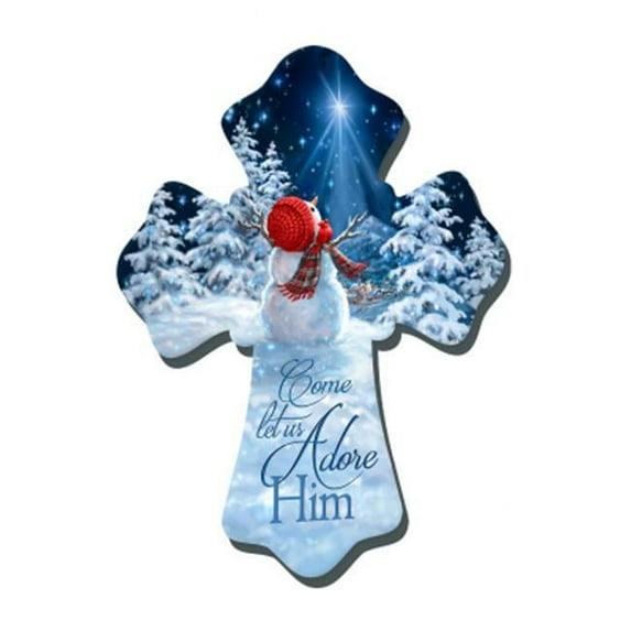 Glow Decor Snowman & Come Let Us Adore Him Wall Cross, 6 x 8 in. 137717