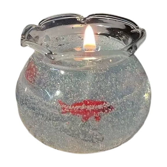 Glow Fish Gel Scented Candle, Cute Mini Fishbowl English Pear Aromatherapy, Clear Jelly Wax Candle For Home Room Decor