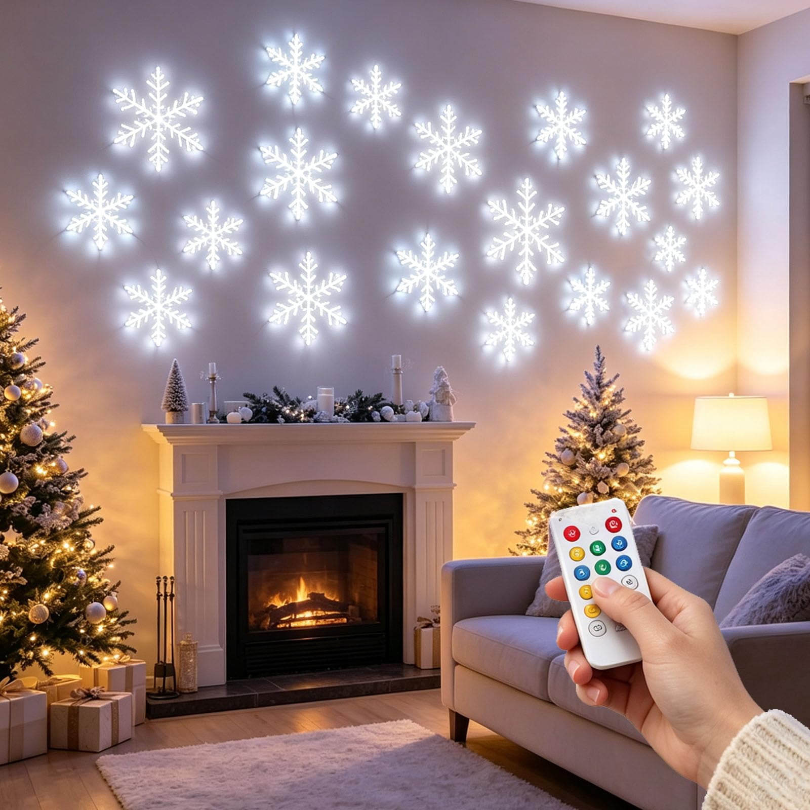 Glow Flakes for Christmas, LED Snowflake Wall Lights for Winter Holiday ...