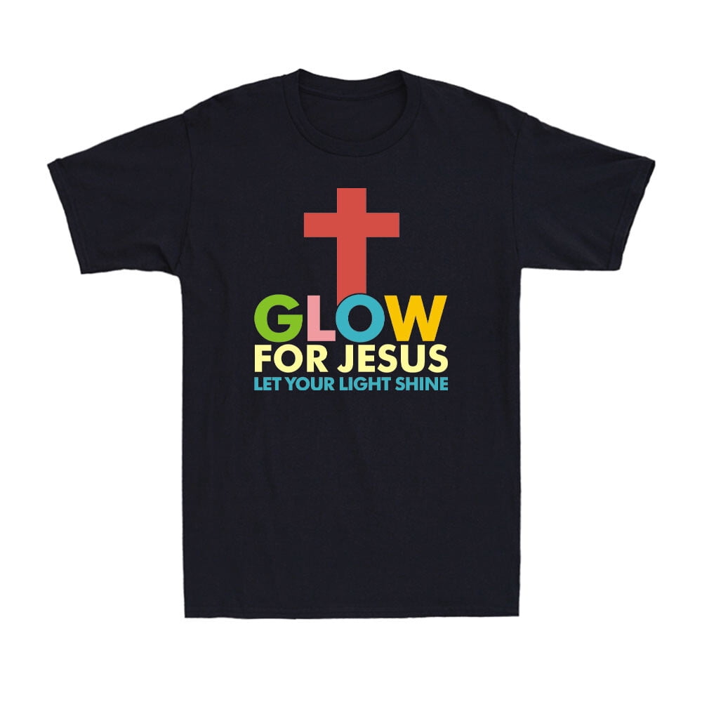 Glow For Jesus Let Your Light Shine Christian Faith Cross Vintage Men'S ...