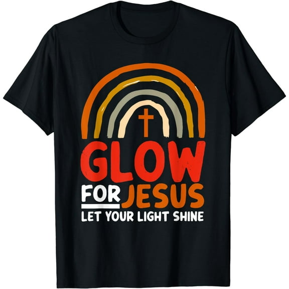 Glow For Jesus Let Your Light Shine Faith Cross T-Shirt