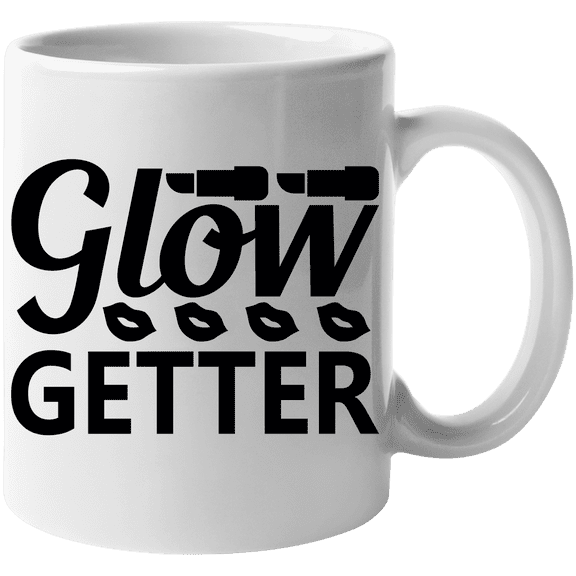 Glow Getter with Lipsticks and Lips Design - Beauty Themed Merch for Makeup Artist or Cosmetologist, Gift for Makeup Lovers & Beauticians, White Mug 11oz