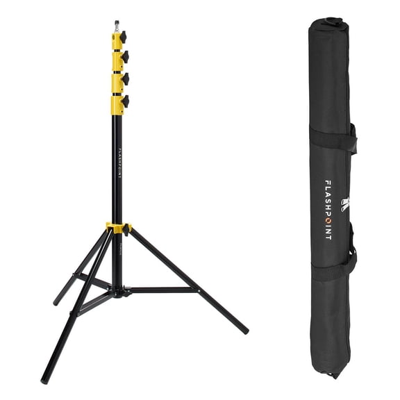 Glow EZ Lock 12x36" Quick Strip Rectangular Bowens Mount Softbox Bundle with Flashpoint Pro Heavy-Duty Air-Cushioned Light Stand (Yellow, 9.5')